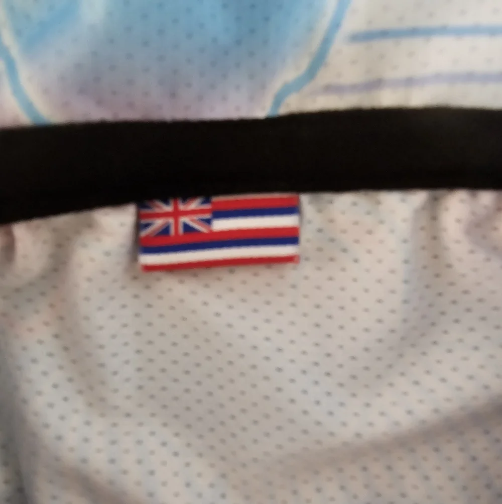 Out of Bounds Golf Polo Shirt Mens Sz L OB Logo Hawaii Performance Pink Blue EUC